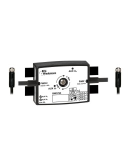 BW3763 Passive Distributor AUX to 2 x M8 cable sockets, straight, 4 poles, 19 mm deep, IP67