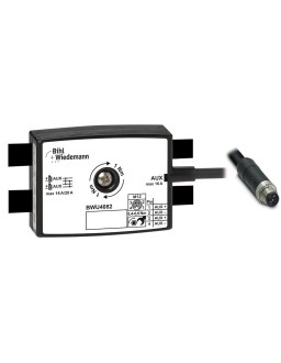 BWU4082 Passive Distributor AUX, 16A/20A, to 1 x M12 power cable plug, straight, L-coded, 4 poles, depth 25 mm, IP67