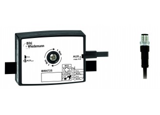 BW4725 Passive Distributor AUX, 1 x M12 cable plug, straight, 4 poles, to 1 x AUX profile cable, depth 19 mm, IP67 BW4725 Passive Distributor AUX, 1 x M12 cable plug, straight, 4 poles, to 1 x AUX profile cable, depth 19 mm, IP67