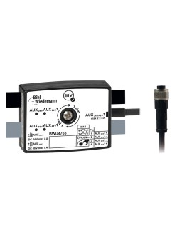 BWU4765 Passive Distributor AUX to 1 x M12 power cable socket, straight, T coded, 4 poles, depth 25 mm, IP67