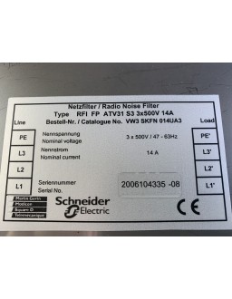 RFI FP ATV31S3 3*500V 14A-InStock Netzfilter RFI FP ATV31S3 3*500V 14A Schneider
