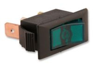 EATON 1500G11E SWITCH, ROCKER, SPST, 15A, 250V, GREEN,
