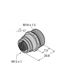 Female Flange with Solder Contacts, Front-mounted EC-FK5-L/16