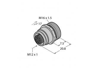 Female Flange with Solder Contacts, Front-mounted EC-FK5-L/16
