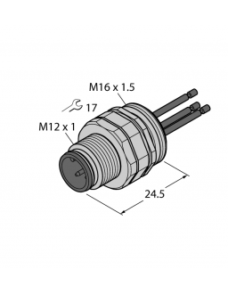 Male Receptacle with Stranded Wires, Front-mounted EC-FSD4.5-0.5/16 Male Receptacle with Stranded Wires, Front-mounted EC-FSD4.5-0.5/16