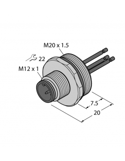 Male Receptacle with Stranded Wires, Front-mounted EC-FSE5-0.5/20 Male Receptacle with Stranded Wires, Front-mounted EC-FSE5-0.5/20