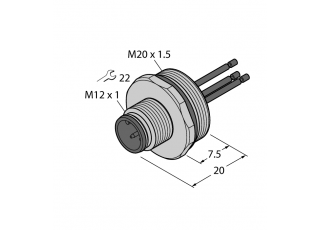 Male Receptacle with Stranded Wires, Front-mounted EC-FSE5-0.5/20