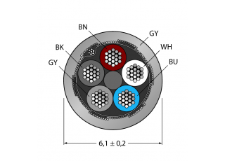 Actuator and Sensor Cable, PVC CABLE5X0.34-SH-PVC-GY-100M/TEG