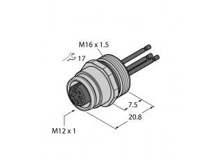 Female Flange with Stranded Wires, Front-mounted EC-FK3-0.5/16 Female Flange with Stranded Wires, Front-mounted EC-FK3-0.5/16