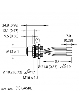 M12 Power Flange FK46PS-1/M16