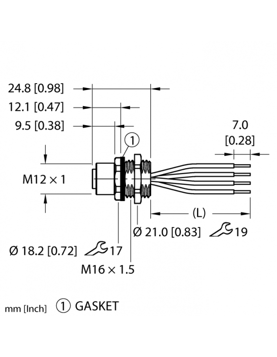 M12 Power Flange FK46PS-1/M16