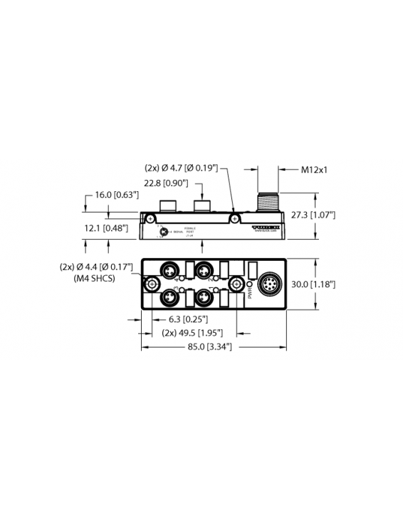 Passive Actuator/Sensor Junction Box, 4 Ports TB-4M8M-3P2-FS8